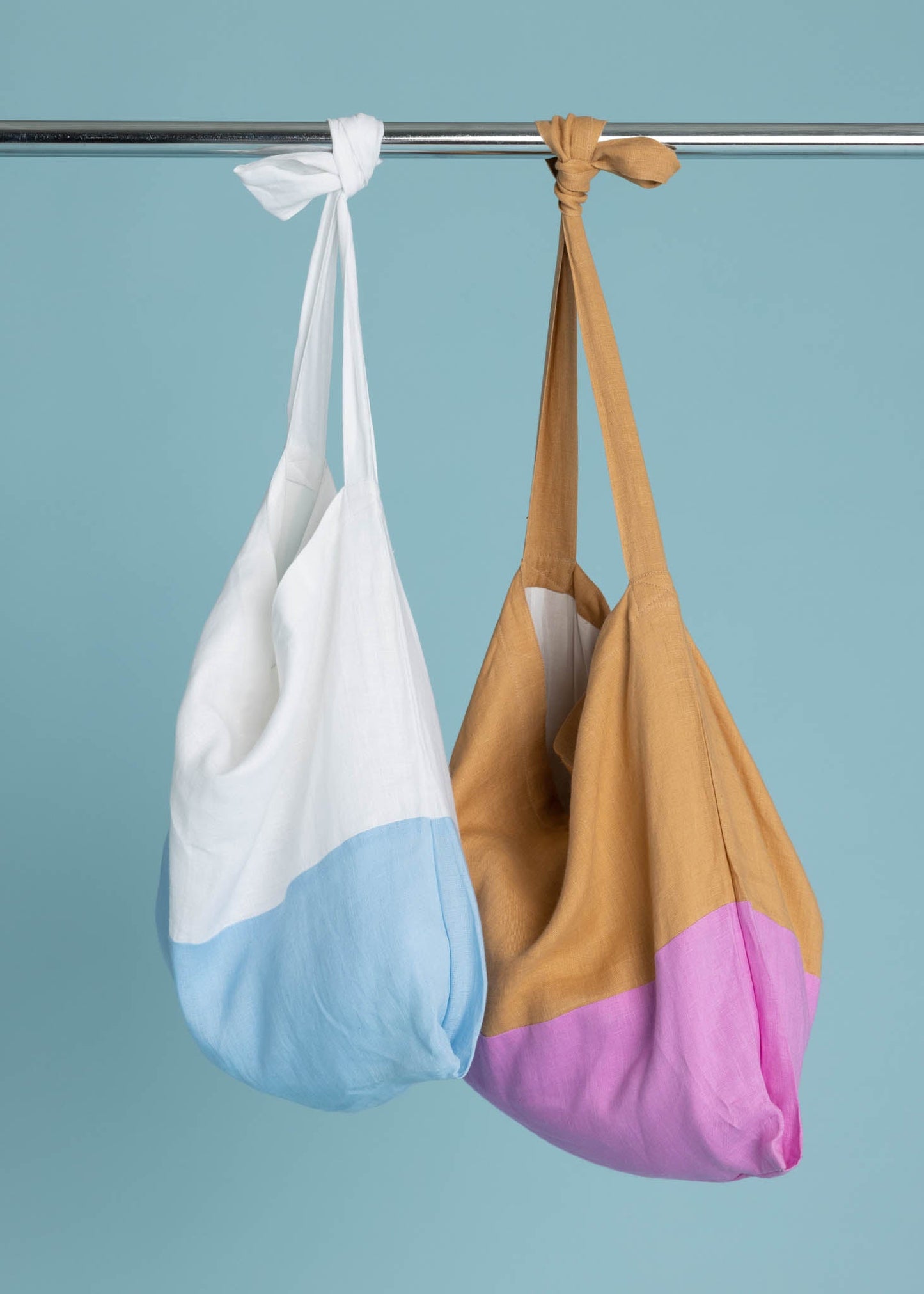 Bolsa de mercado de agricultores - Lino blanco y celeste