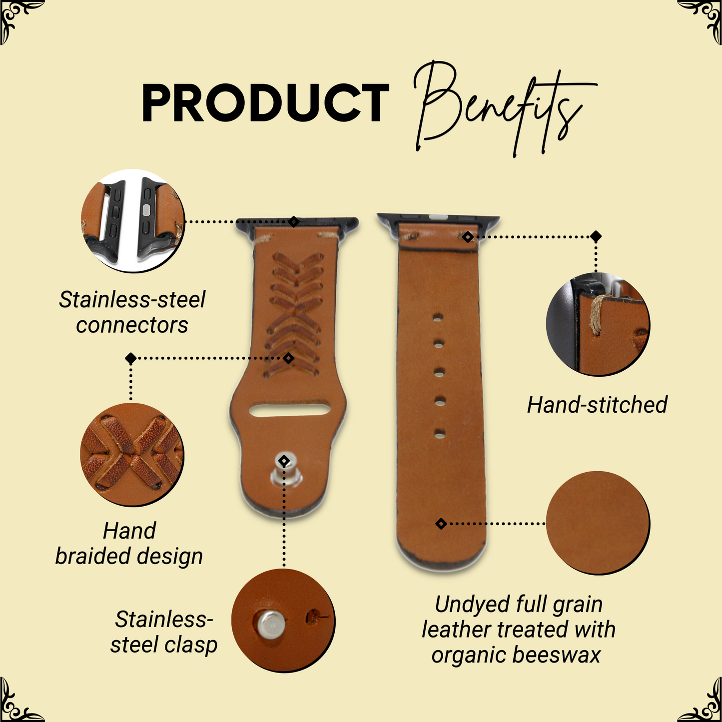Correa de cuero trenzado para Apple Watch