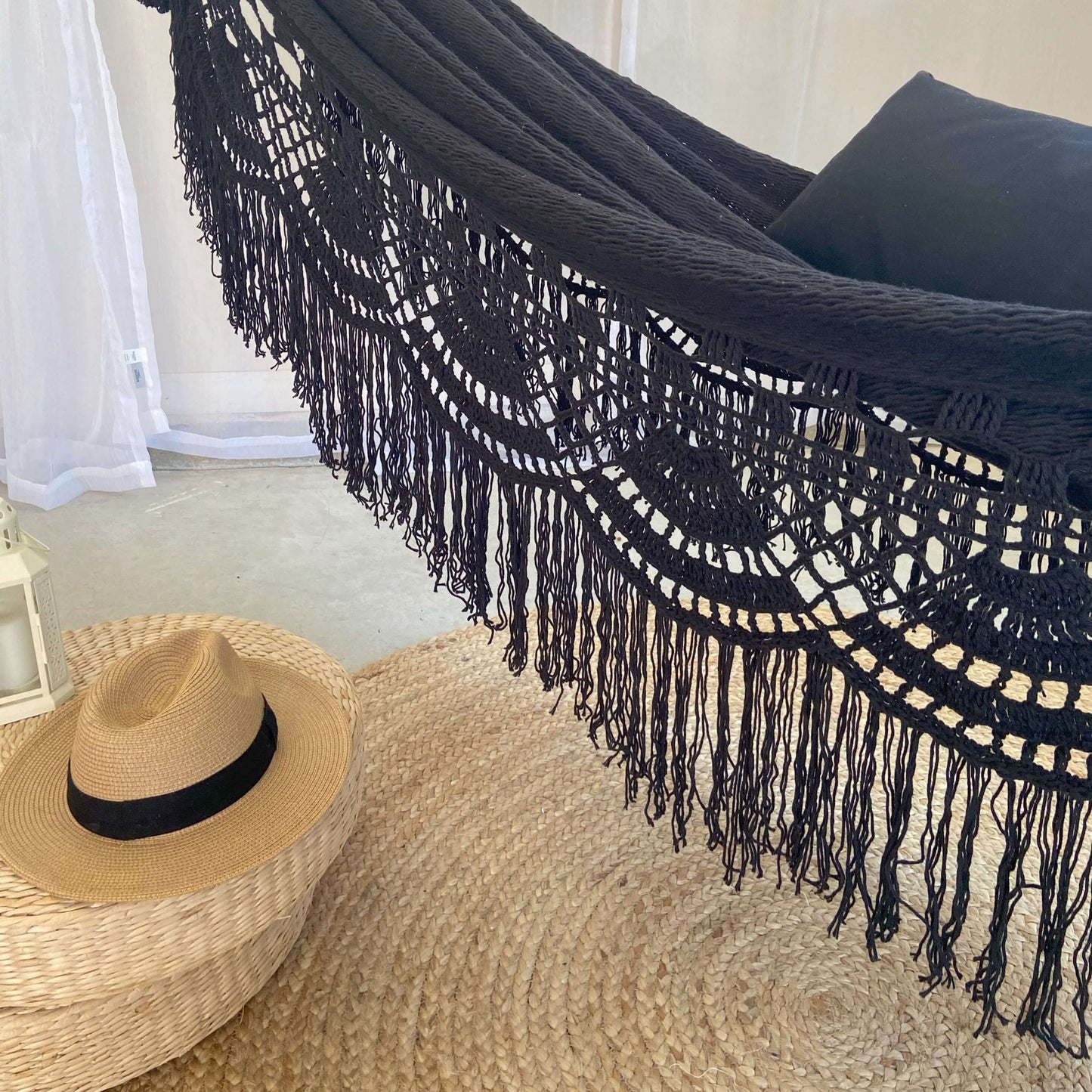 Hamaca de lujo tejida a crochet negra | CRISTINA