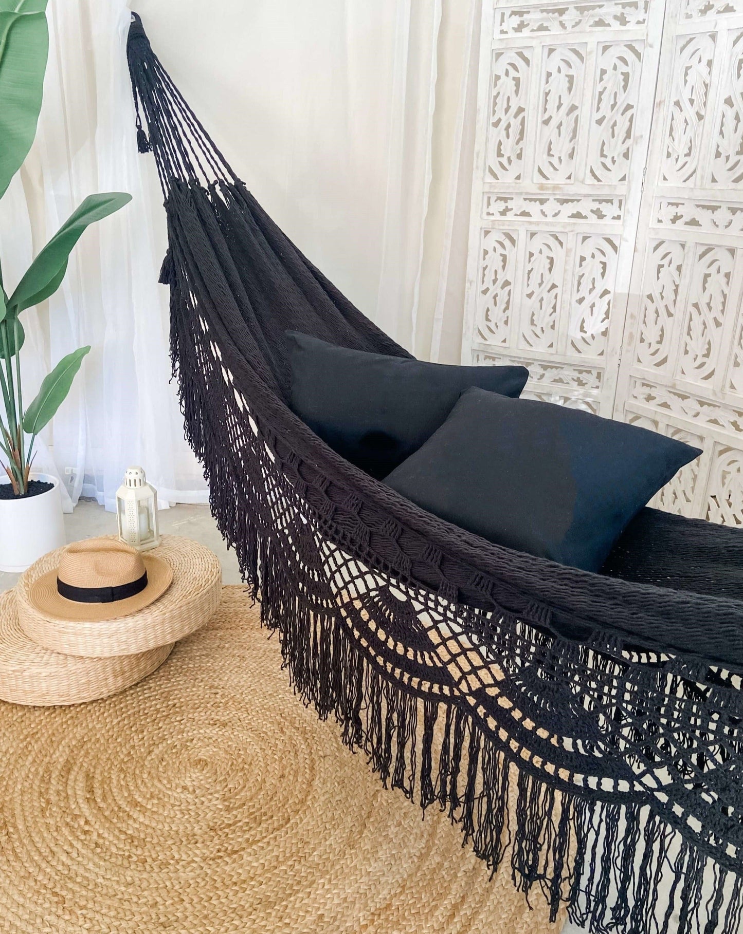 Hamaca de lujo tejida a crochet negra | CRISTINA