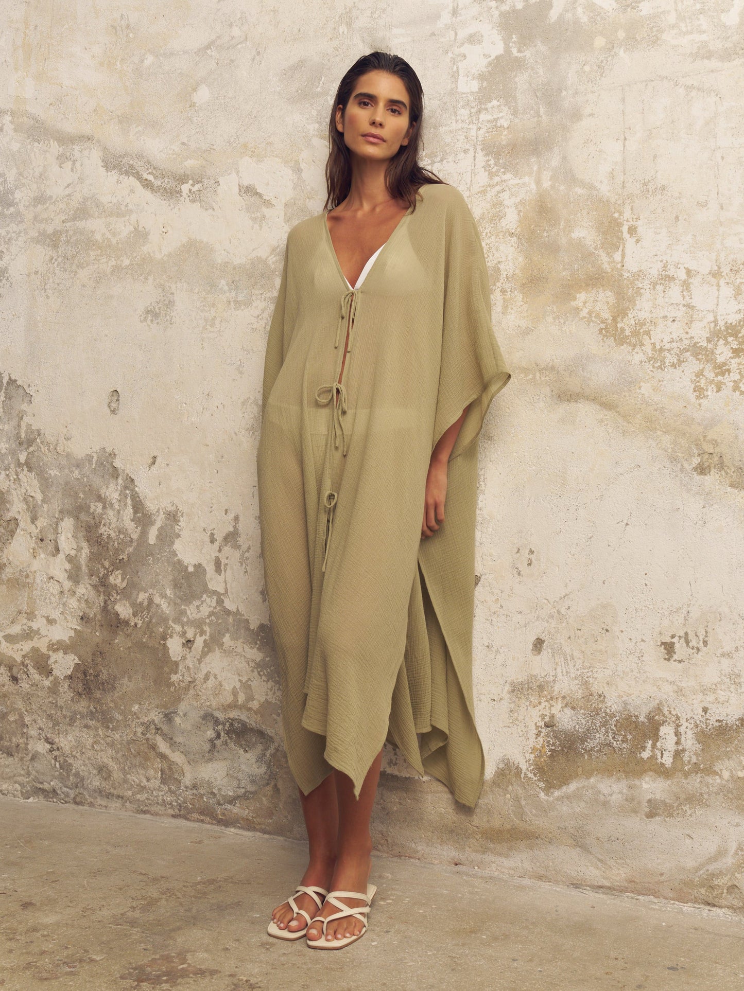 Kaftán Bodrum Ties - Verde Caqui