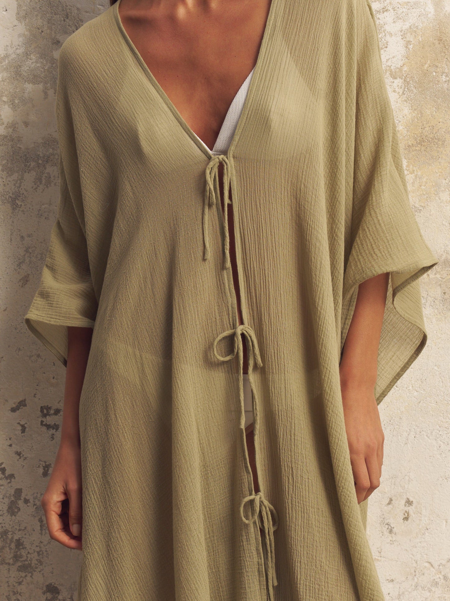 Kaftán Bodrum Ties - Verde Caqui