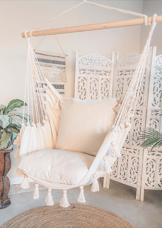 Silla hamaca bohemia con borlas | LOLITA