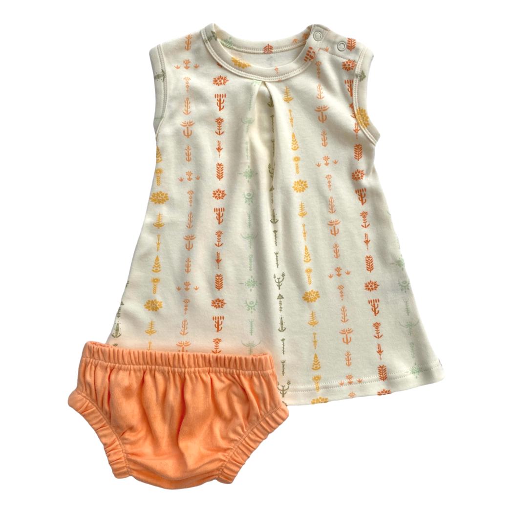 Vestido de algodón orgánico con certificación GOTS con cubrepañal - Flores boho