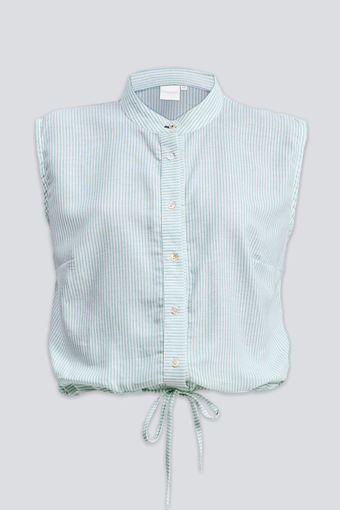 Camisa abotonada con cordón en la cintura a rayas