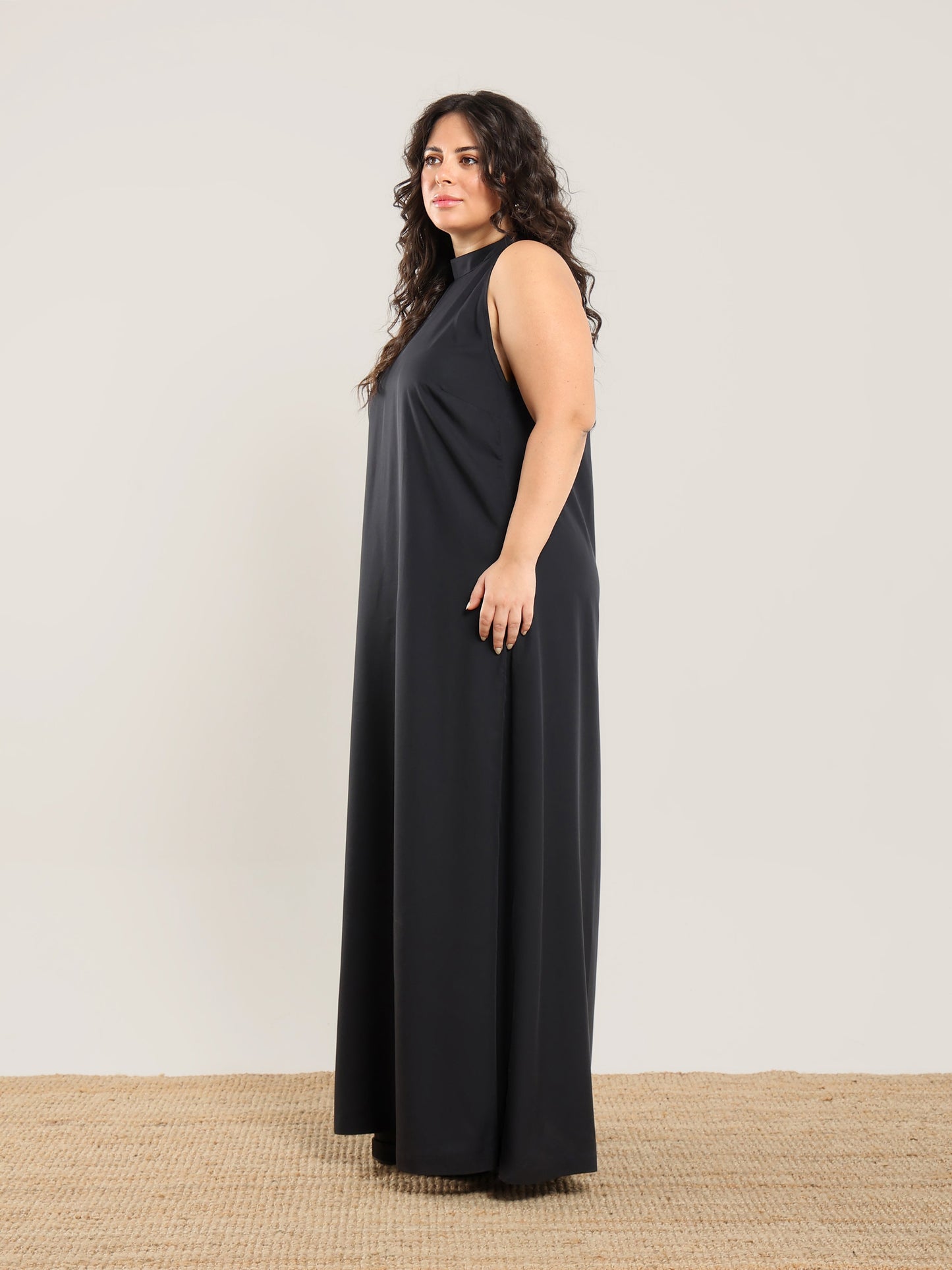 Vestido halter de tencel - Negro