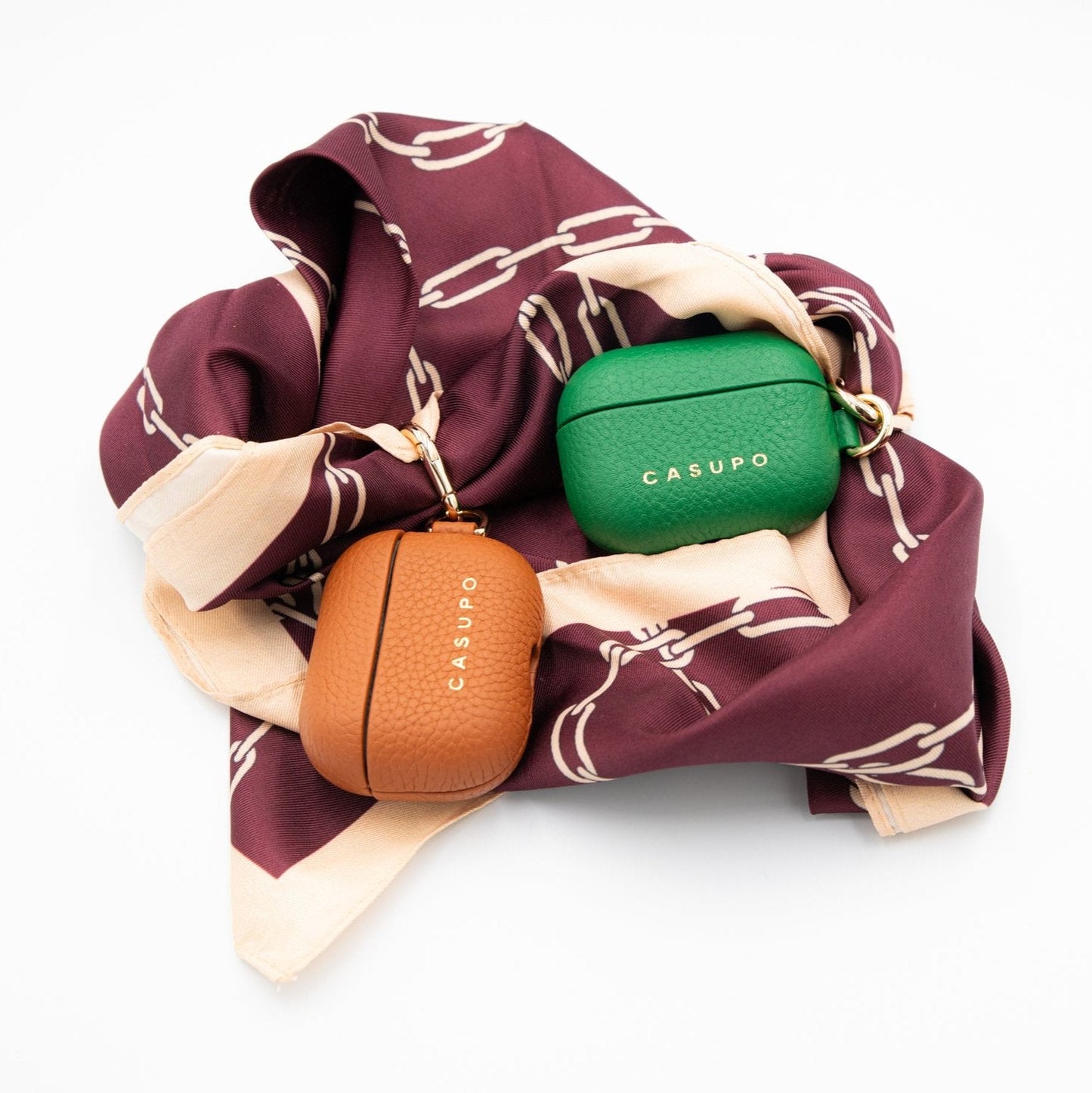 Funda de cuero para Airpods - Color canela