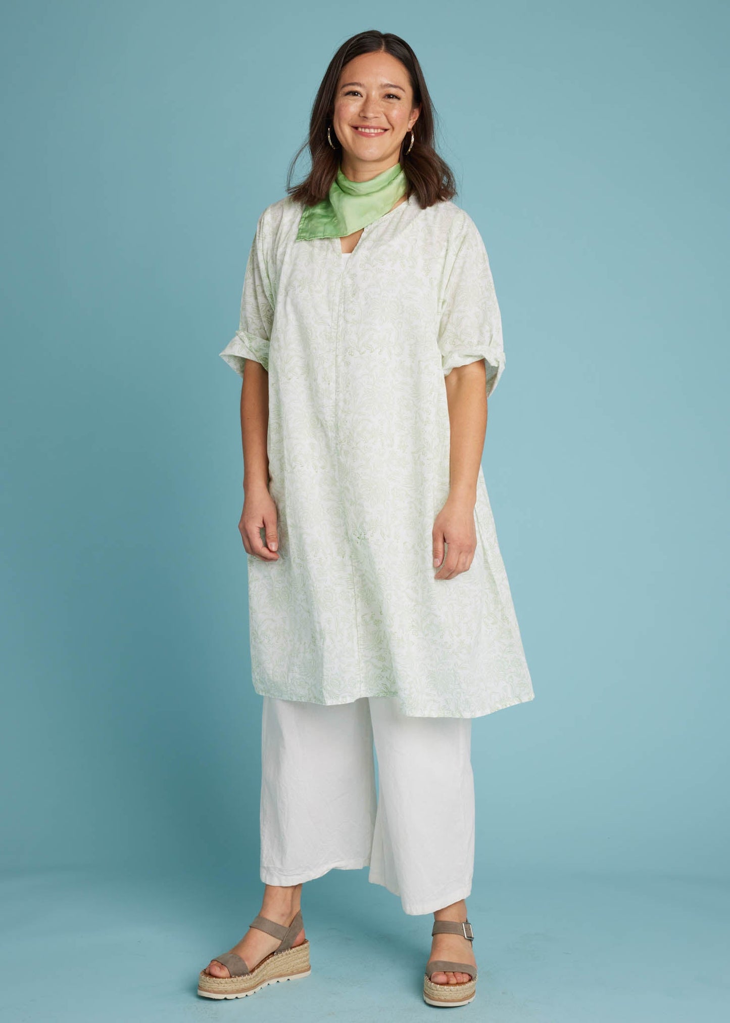 Caftán Sunshine Coast - Toile floral verde hierba
