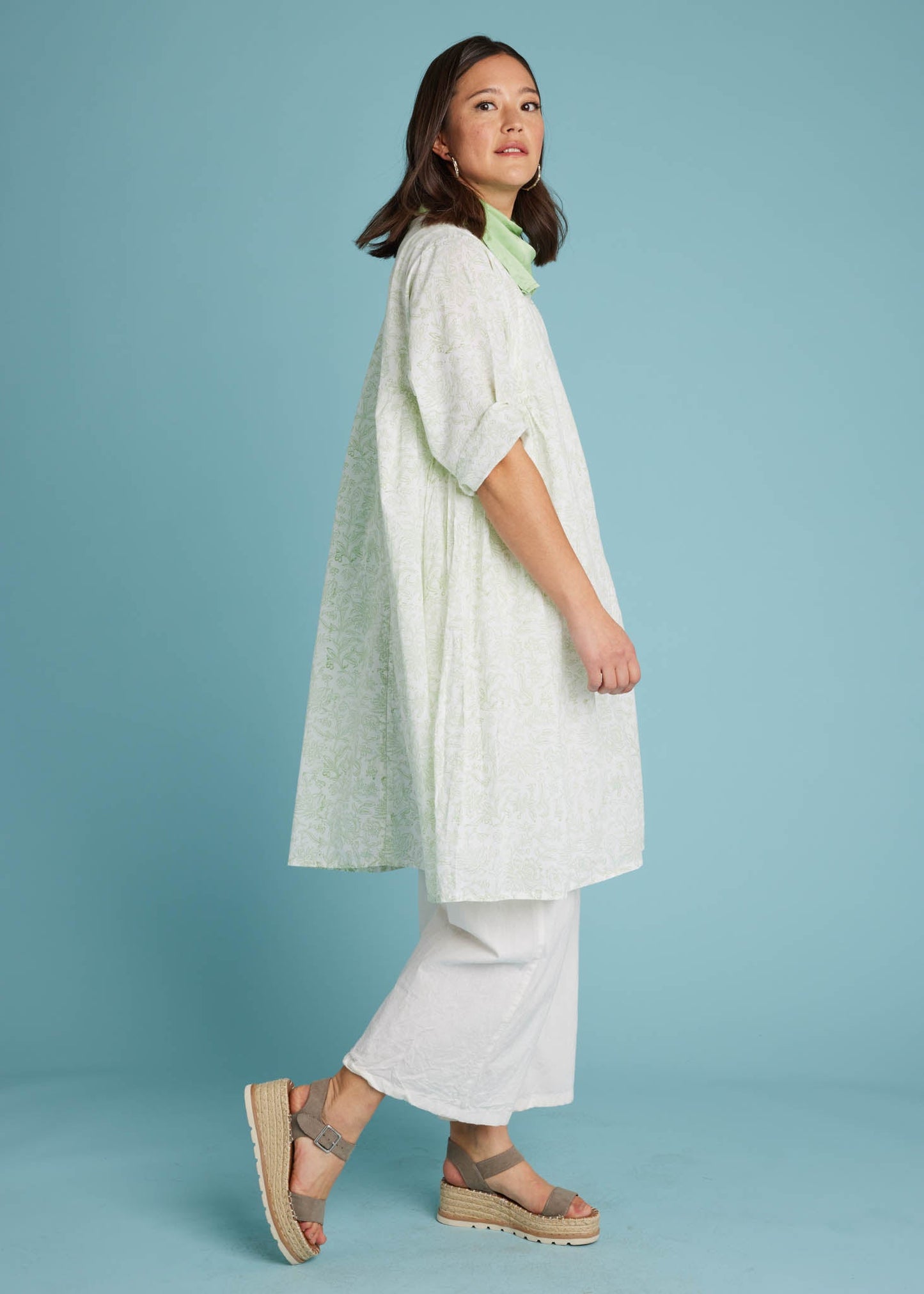 Caftán Sunshine Coast - Toile floral verde hierba