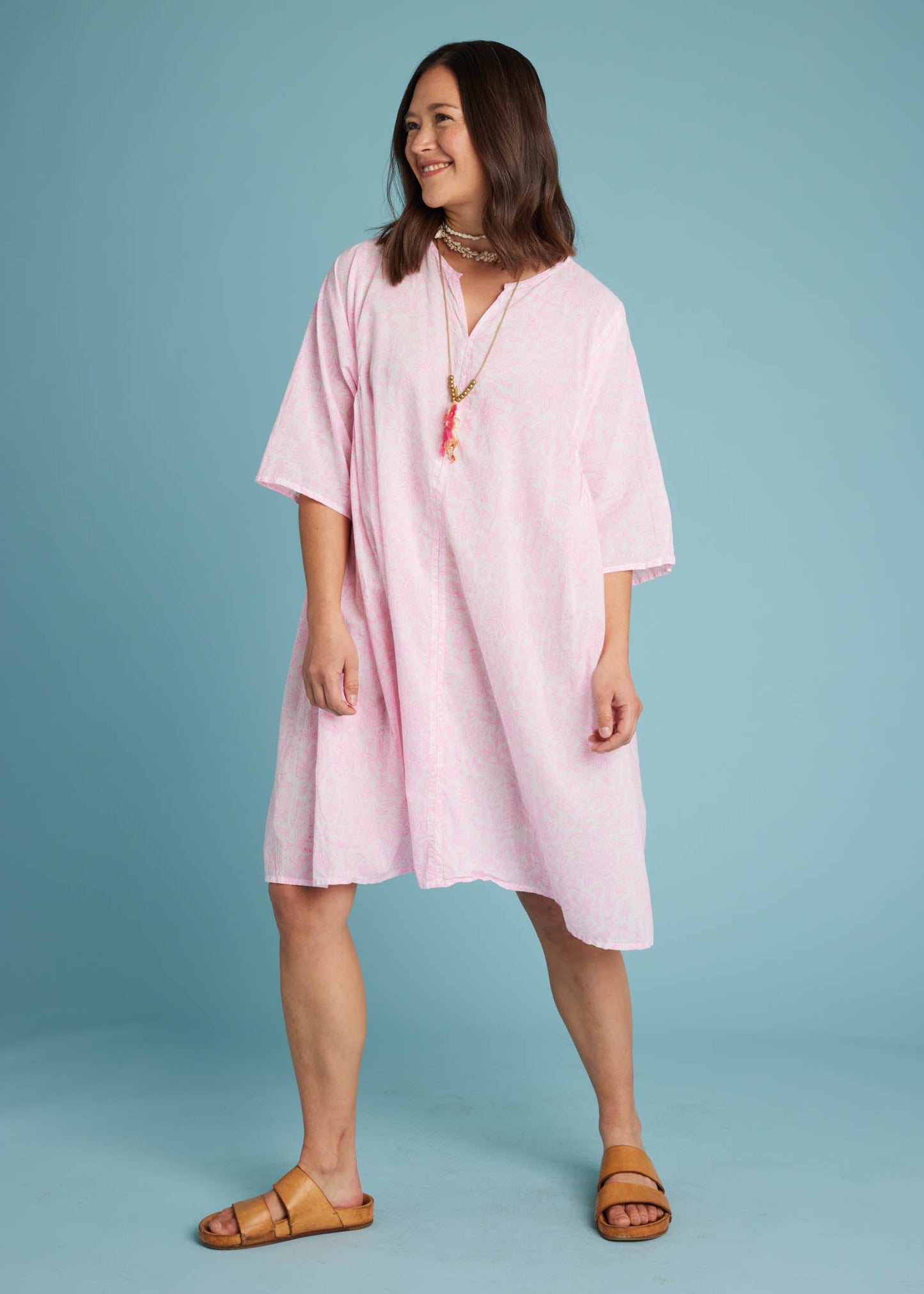 Caftán Sunshine Coast - Toile floral rosa neón