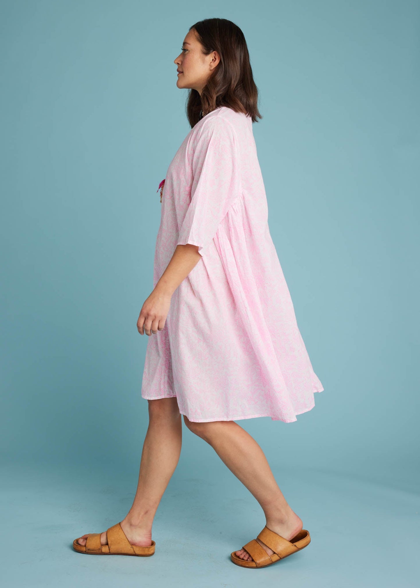 Caftán Sunshine Coast - Toile floral rosa neón