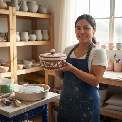 Calentador de tortillas de Talavera | Calentador de alimentos de terracota hecho a mano