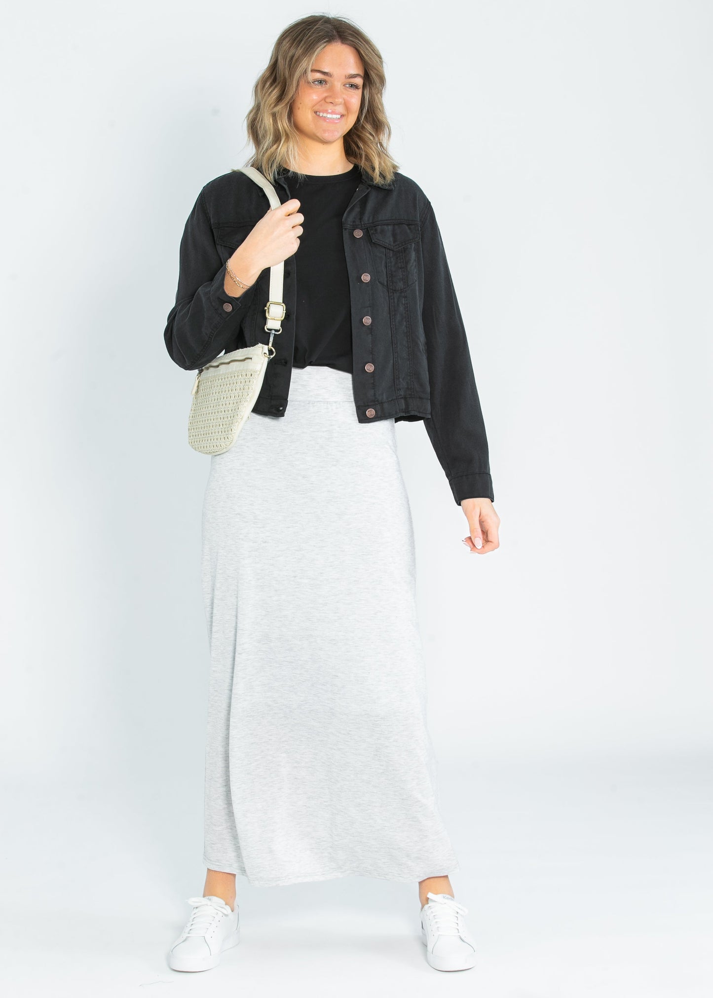 Falda Larga Tejida Premium Clarise Heather Gray