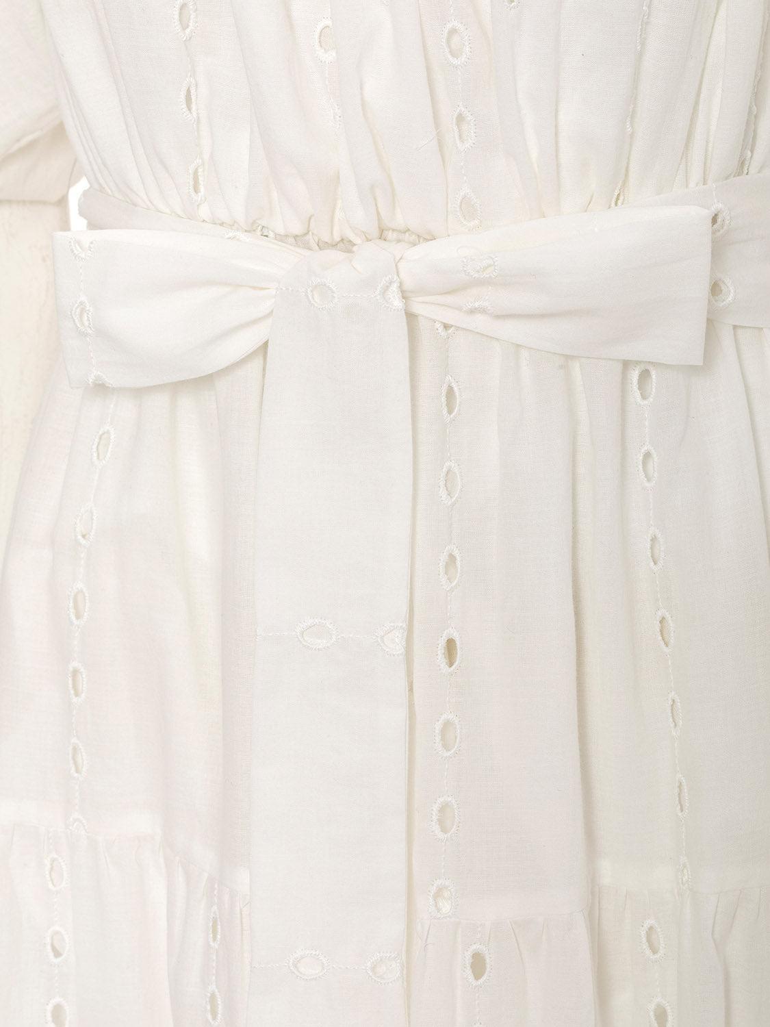 Embroidery Long Dress - off-white