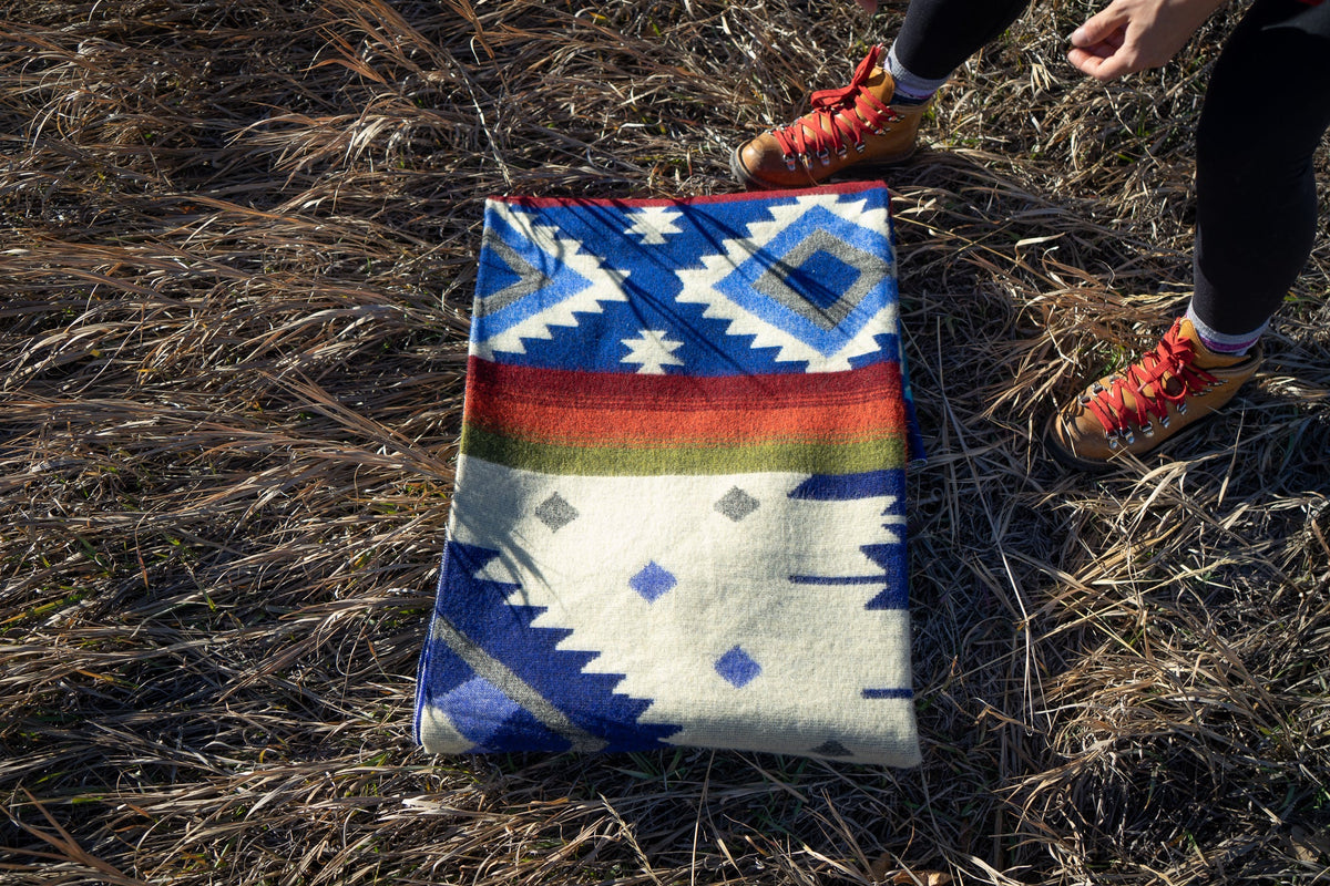 Andean Alpaca Wool Blanket - Ocean Breeze