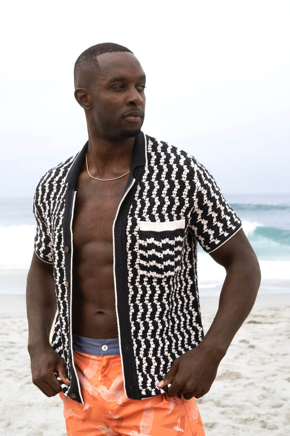 Crochet Button-Up Shirt | Organic Cashmere Cotton Blend