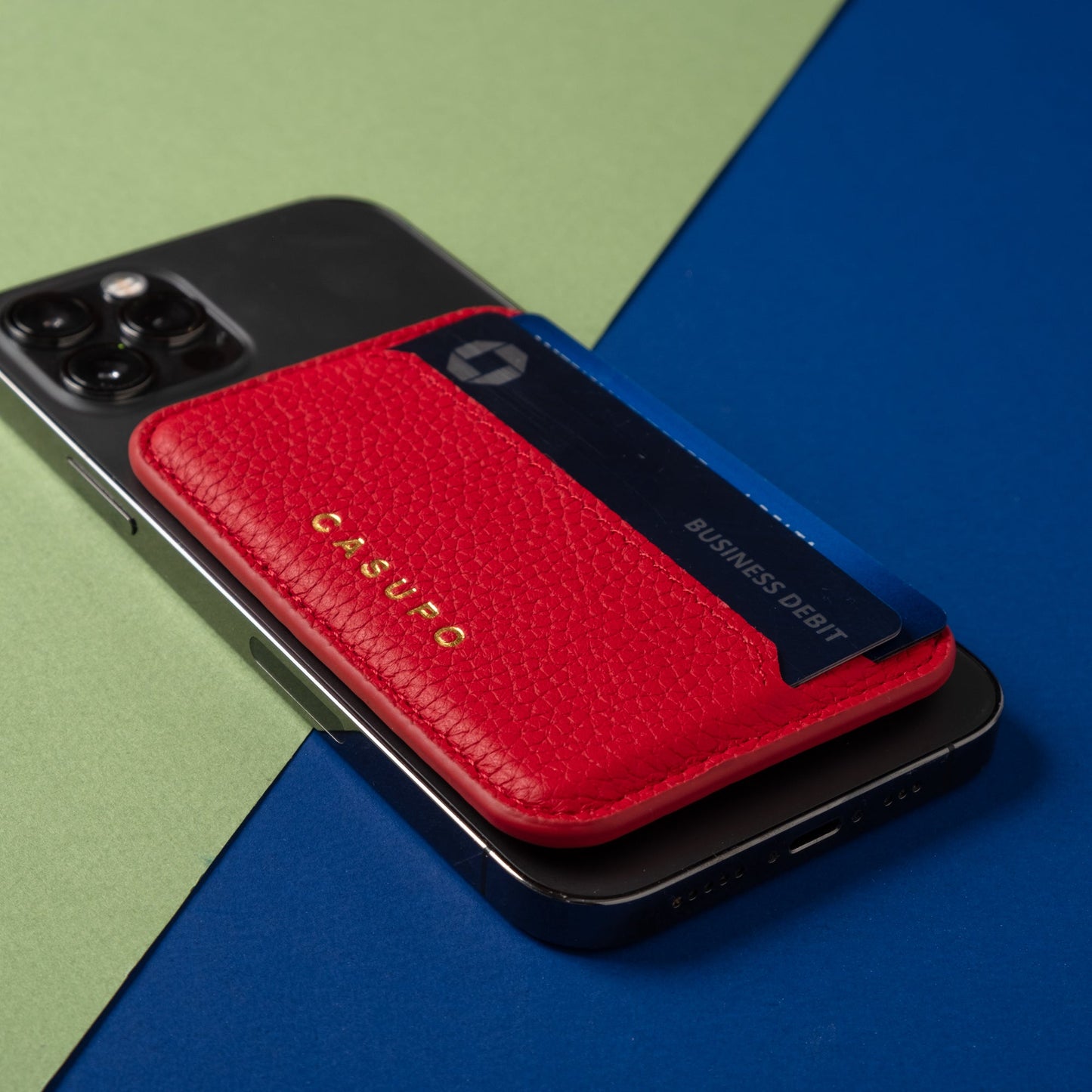 Cartera de cuero MagSafe con RFID - Roja