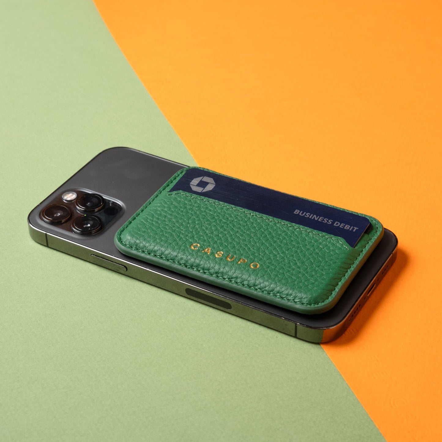 Cartera de cuero Mag Safe con RFID - Verde