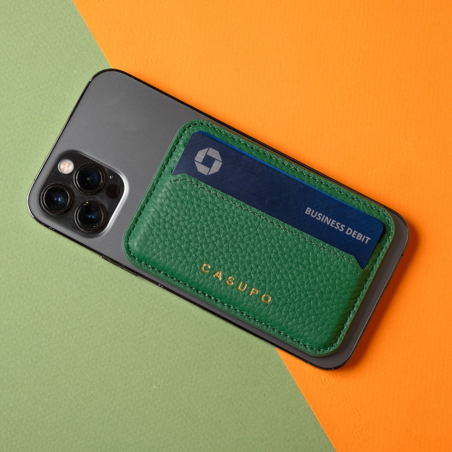 Cartera de cuero Mag Safe con RFID - Verde