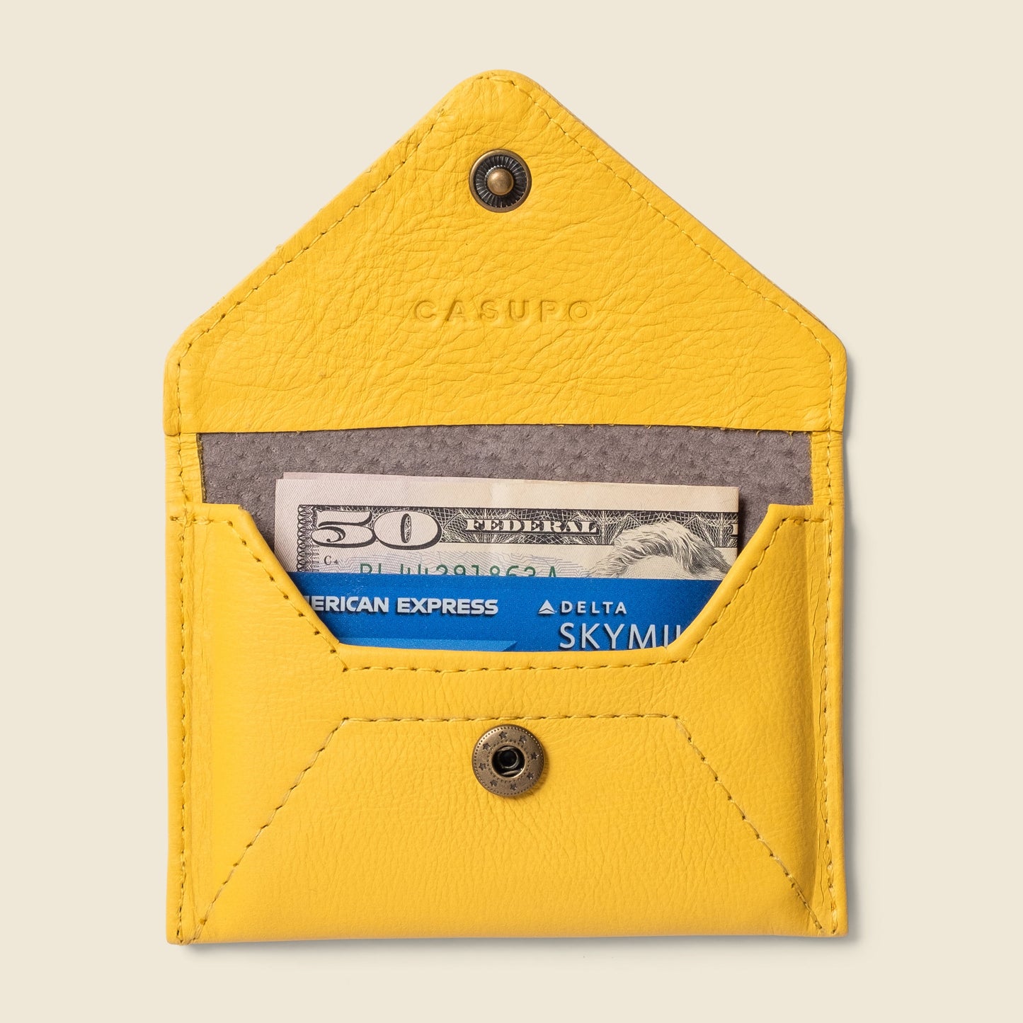Mini cartera tipo sobre con protección RFID - Amarillo soleado