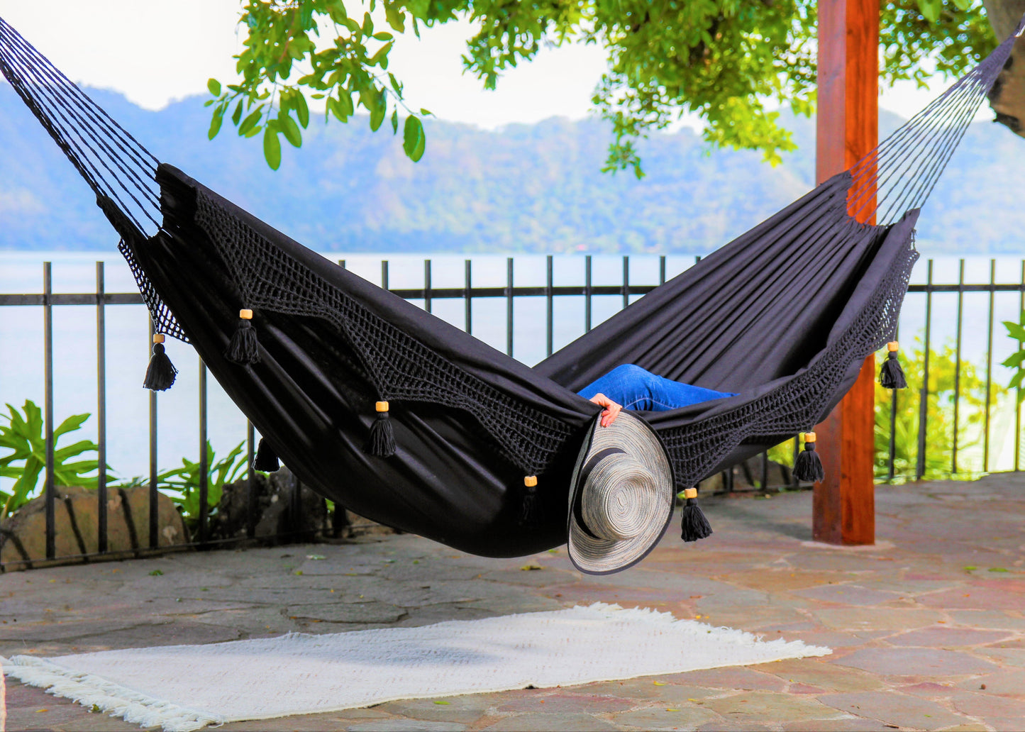 Boho Black Hammock With Crochet Fringe| DANIELLA