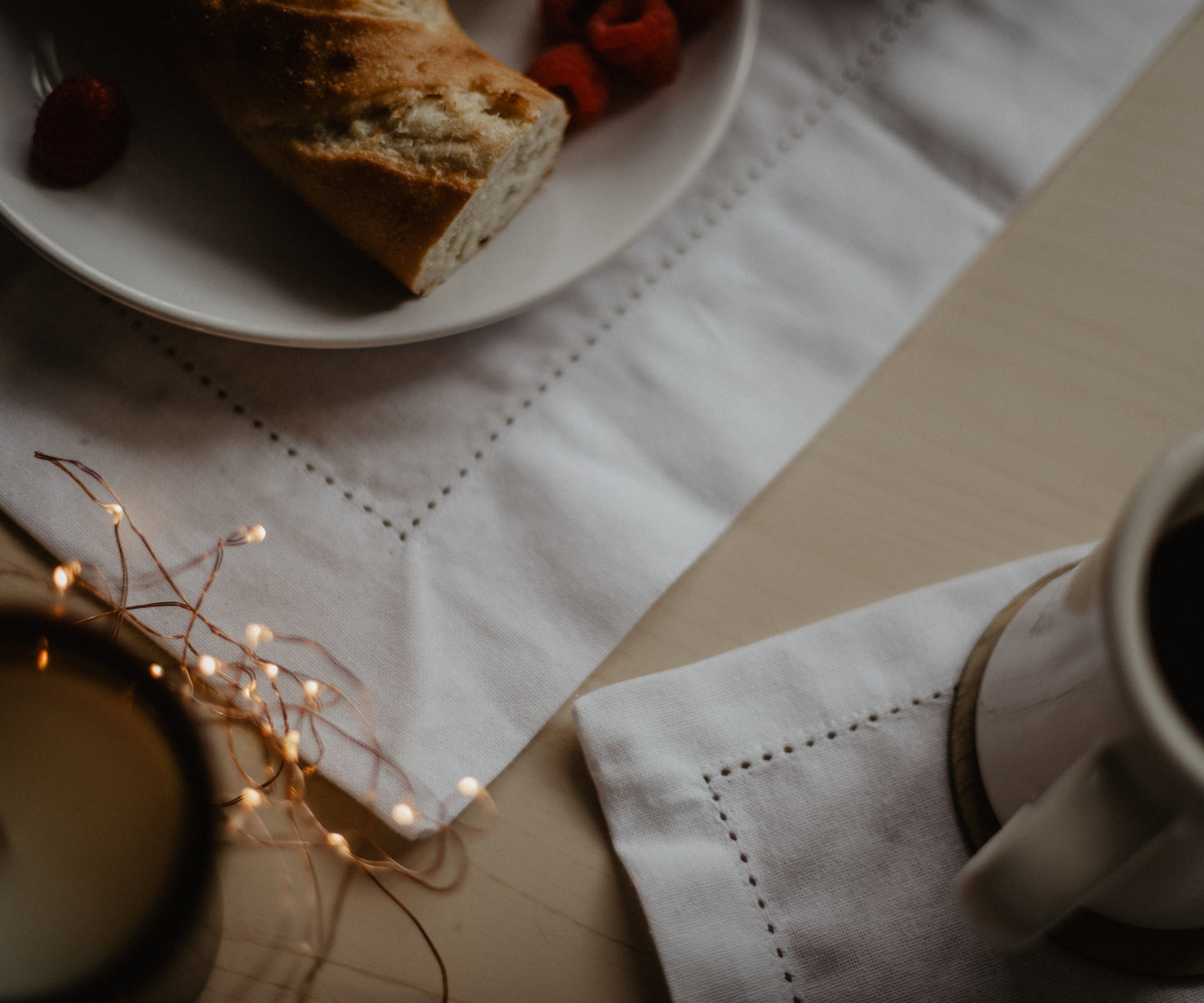 White Hemstitch Cotton Napkins - 12 inch