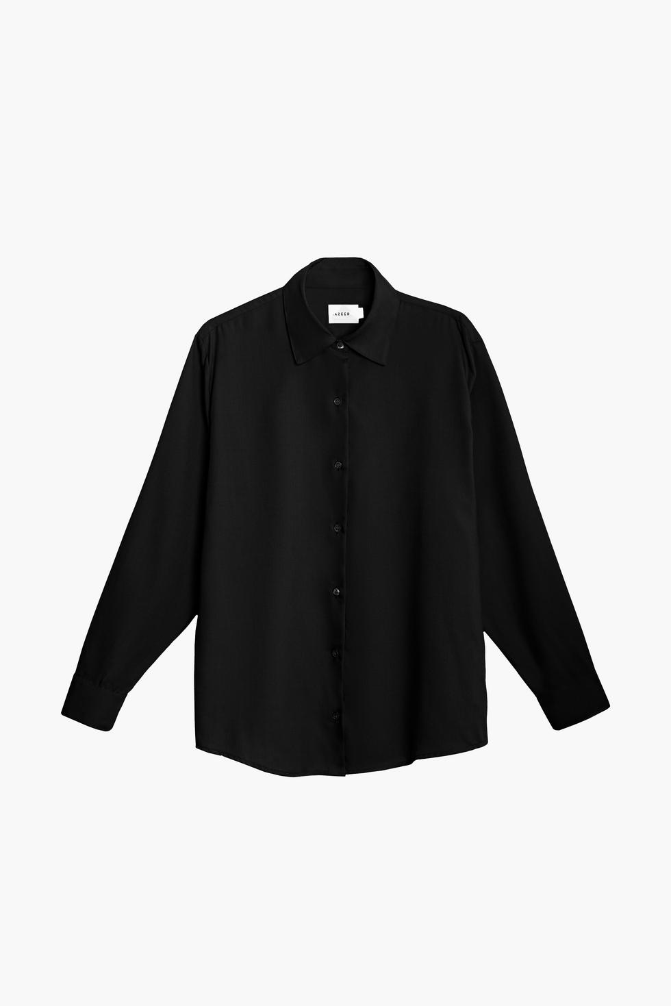 Camisa abotonada de tencel - negra