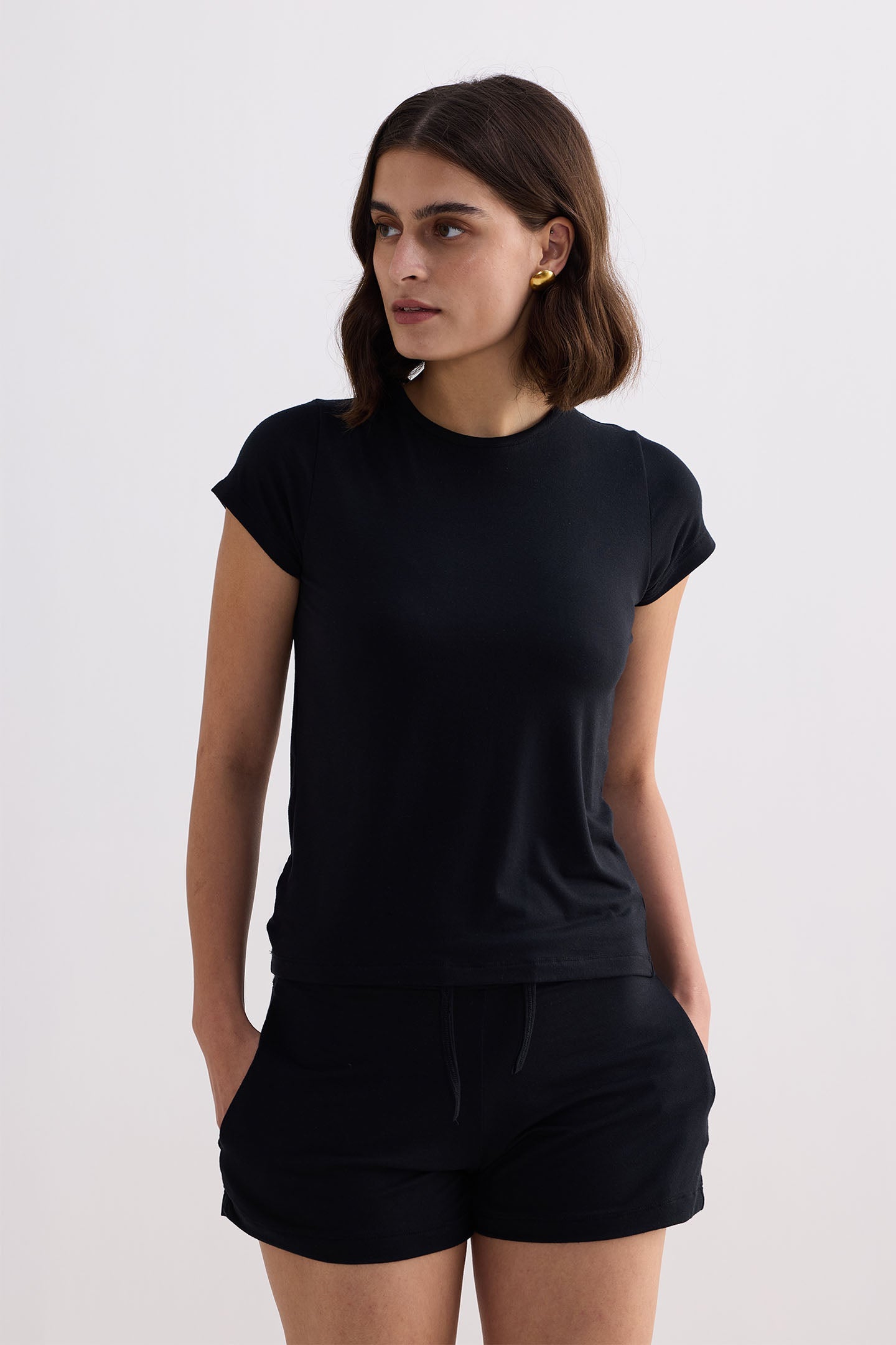 Pantalón Corto de Punto Esencial en Negro