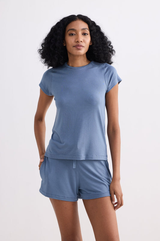 Shorts esenciales de punto en azul