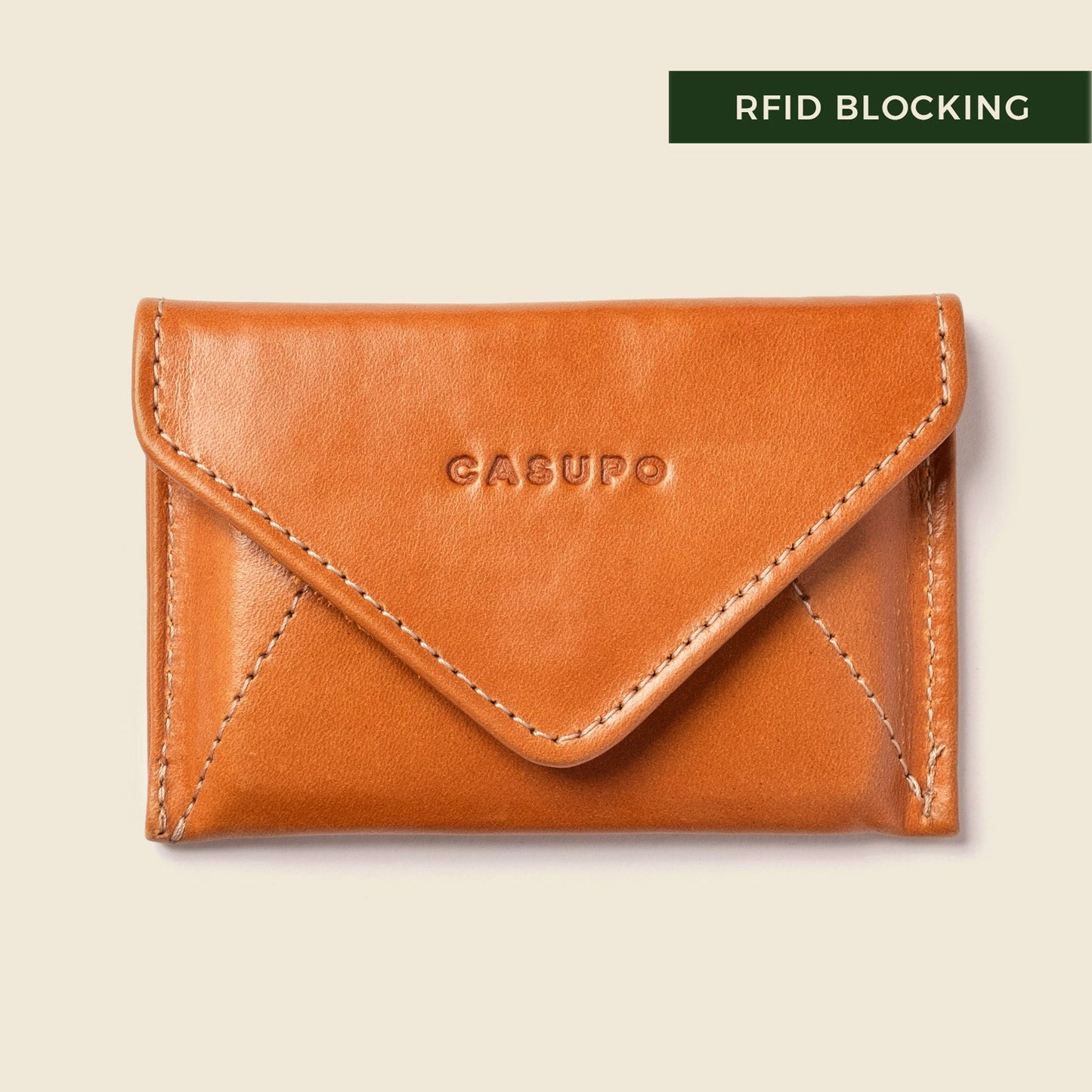 Mini cartera tipo sobre con protección RFID - Miel