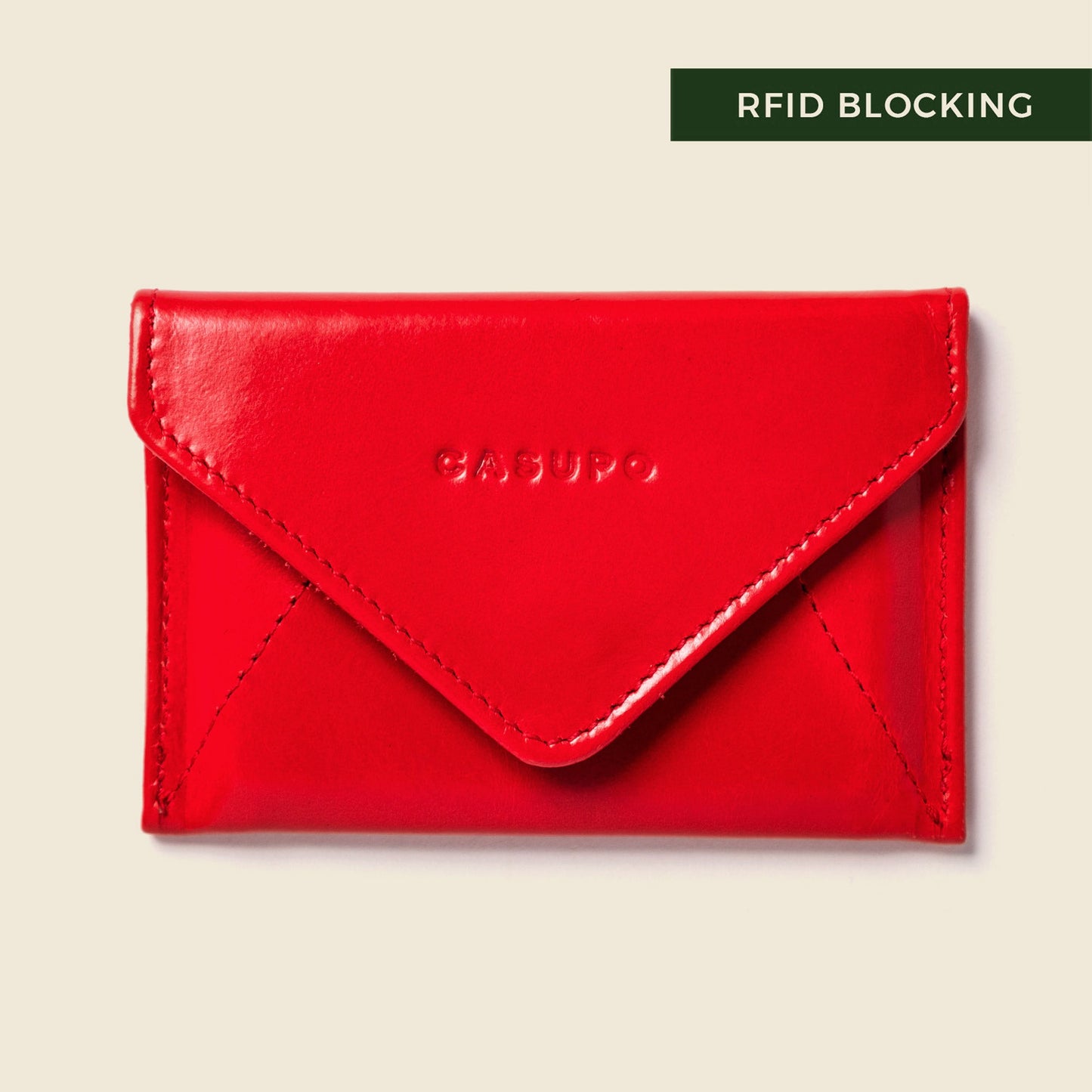 Mini cartera tipo sobre con protección RFID - Rojo fuego