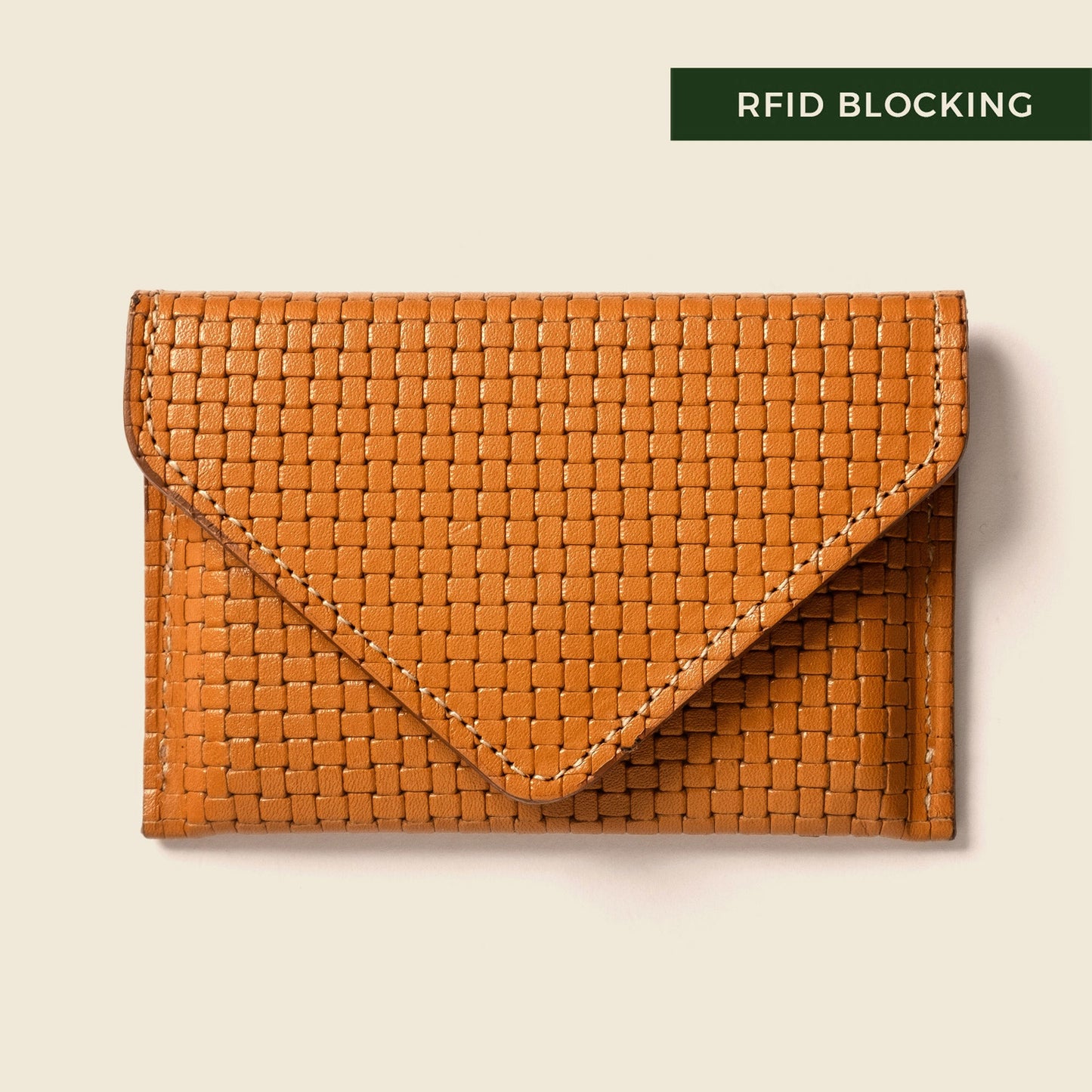 Mini cartera tipo sobre con protección RFID - Edición limitada color canela