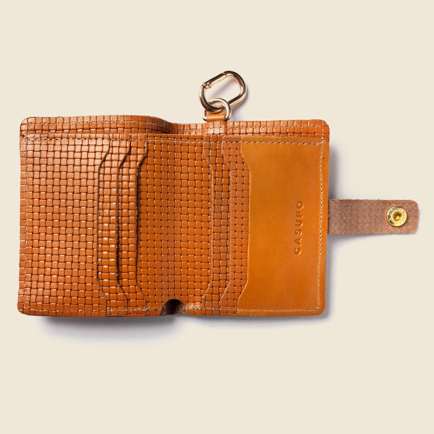 Cartera con broche y llavero - Edición limitada color canela