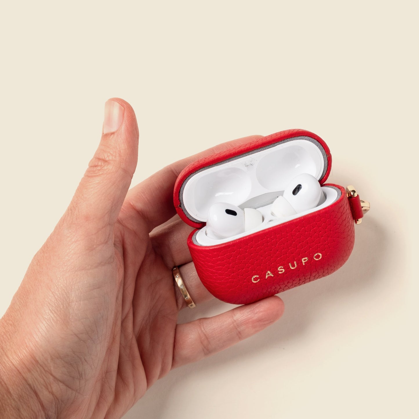 Funda de cuero para Airpods - Roja