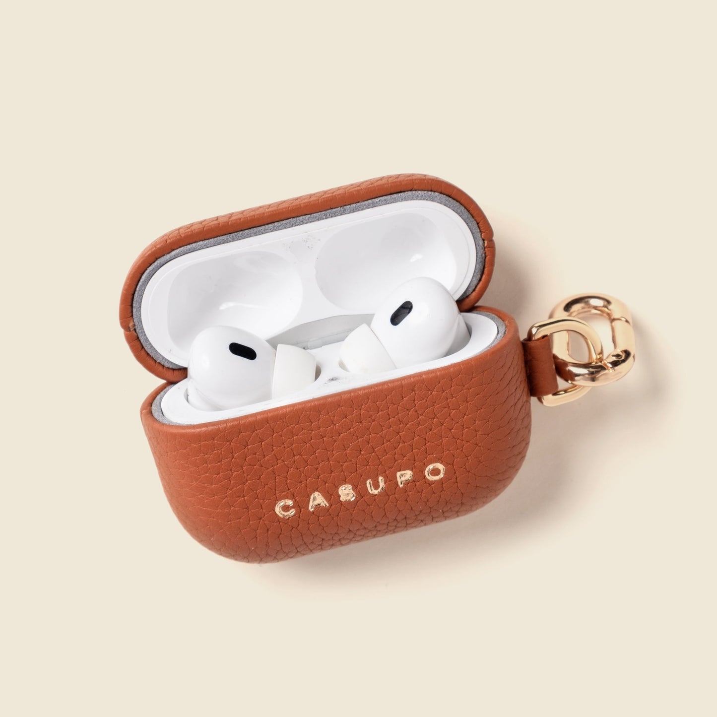 Funda de cuero para Airpods - Color canela