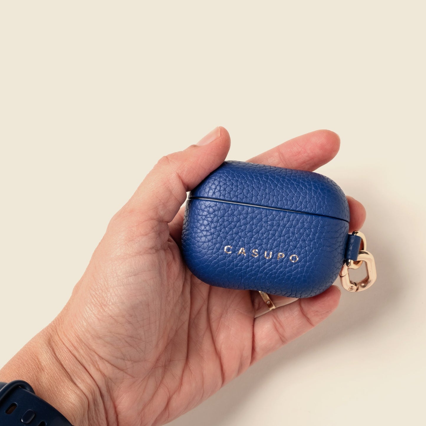 Funda de cuero para Airpods - Cobalto