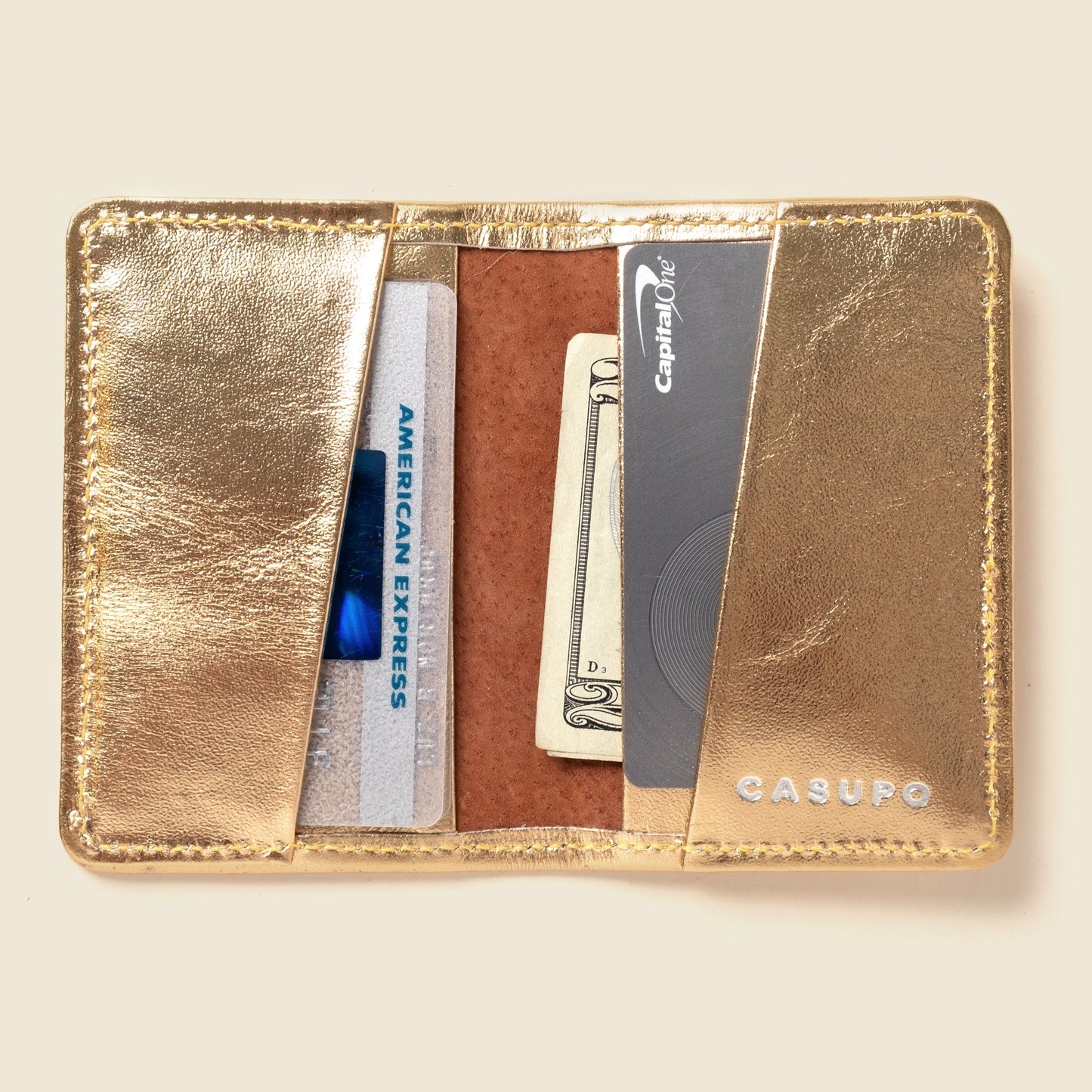 Bifold compacto con protección RFID - Dorado