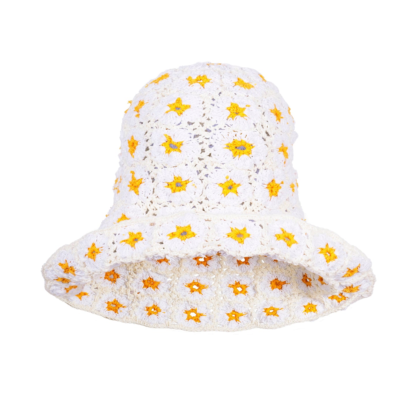 Gorro de crochet FLORA en blanco roto