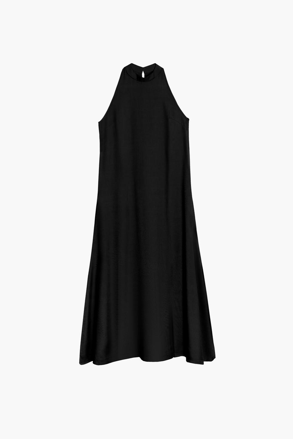 Vestido halter de tencel - Negro