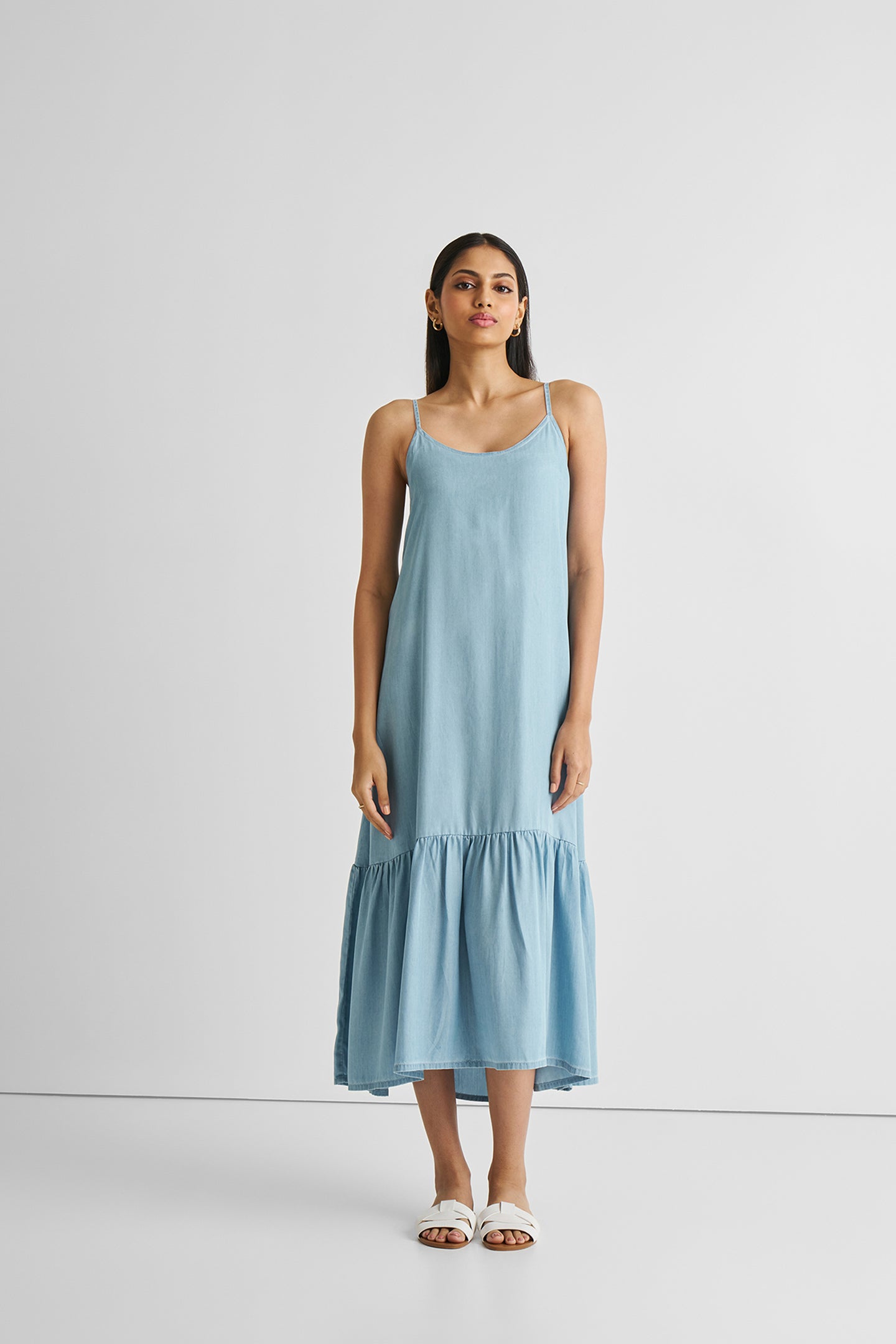 Maxivestido Fluido de Mezclilla Azul