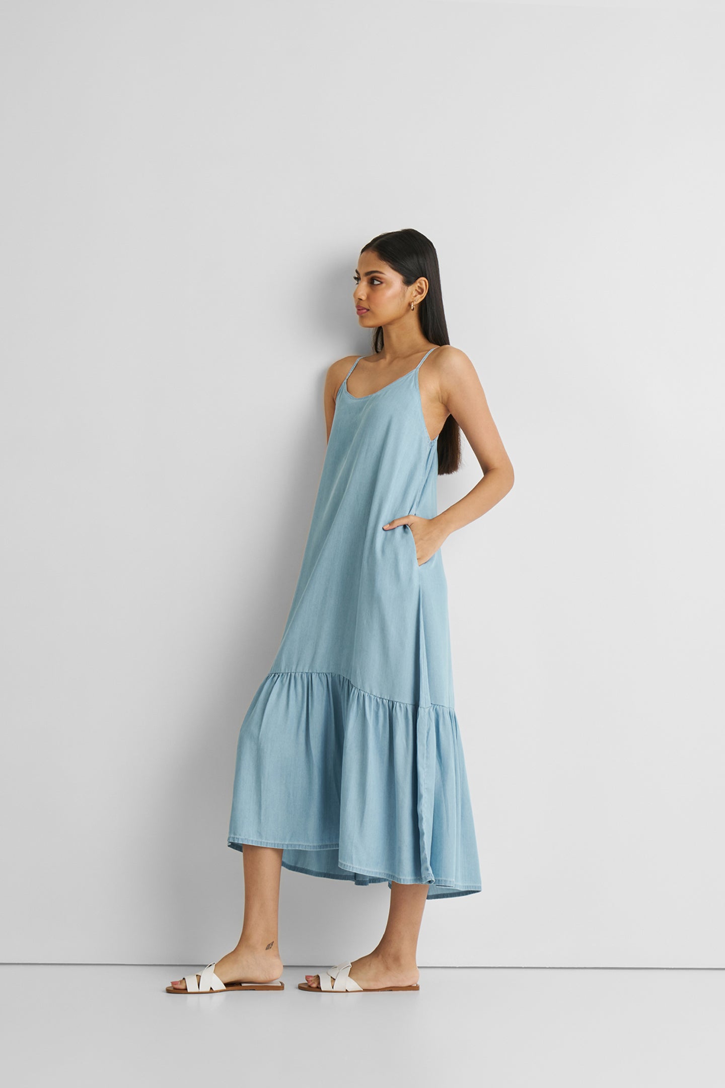 Maxivestido Fluido de Mezclilla Azul