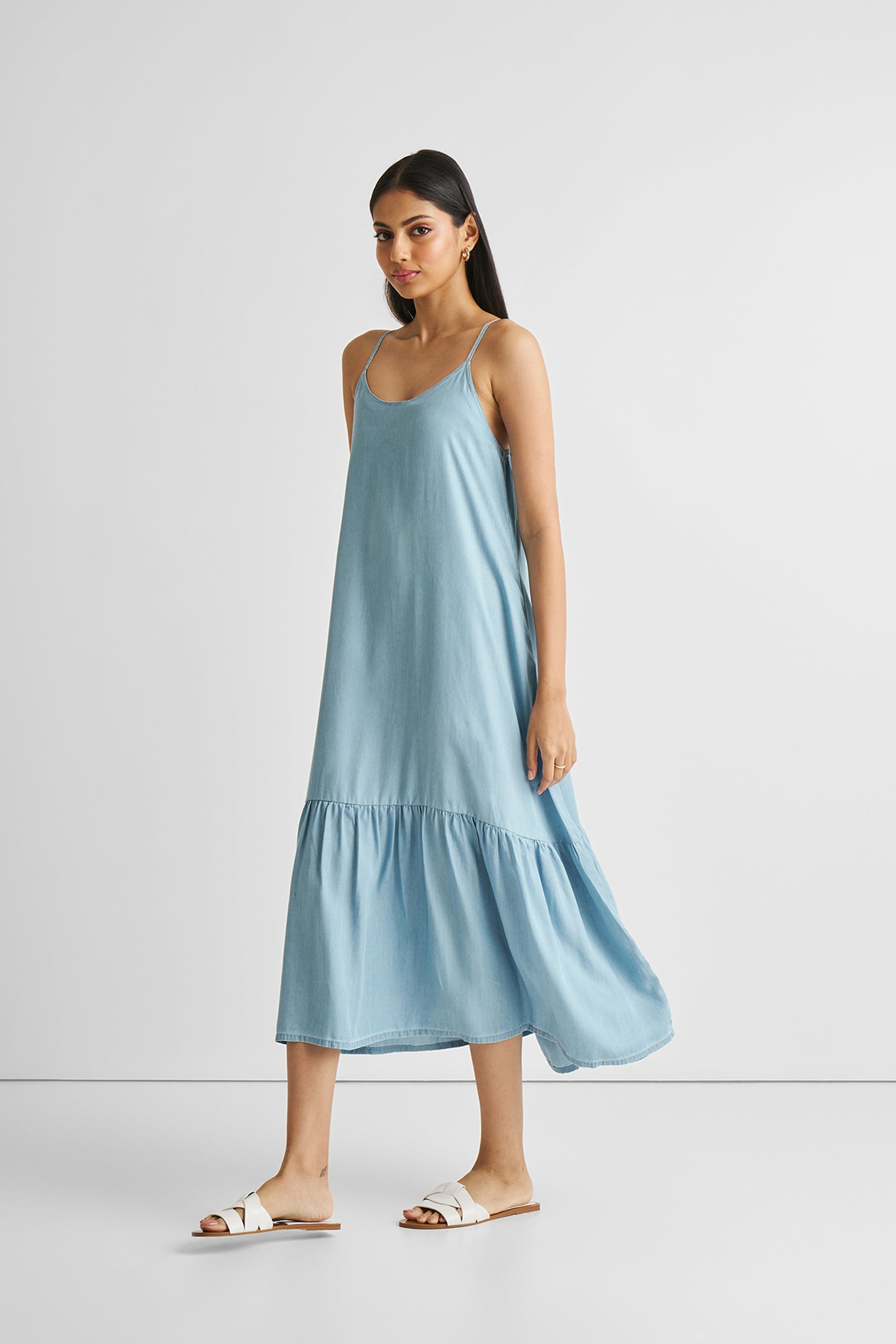 Maxivestido Fluido de Mezclilla Azul