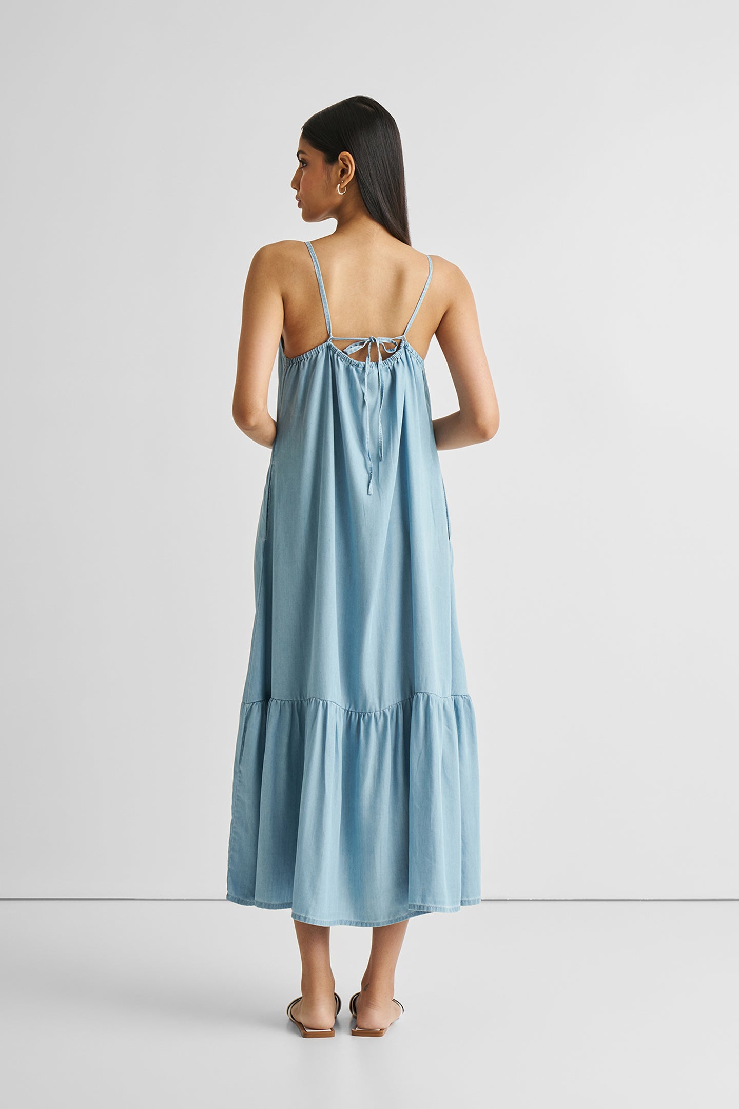 Maxivestido Fluido de Mezclilla Azul