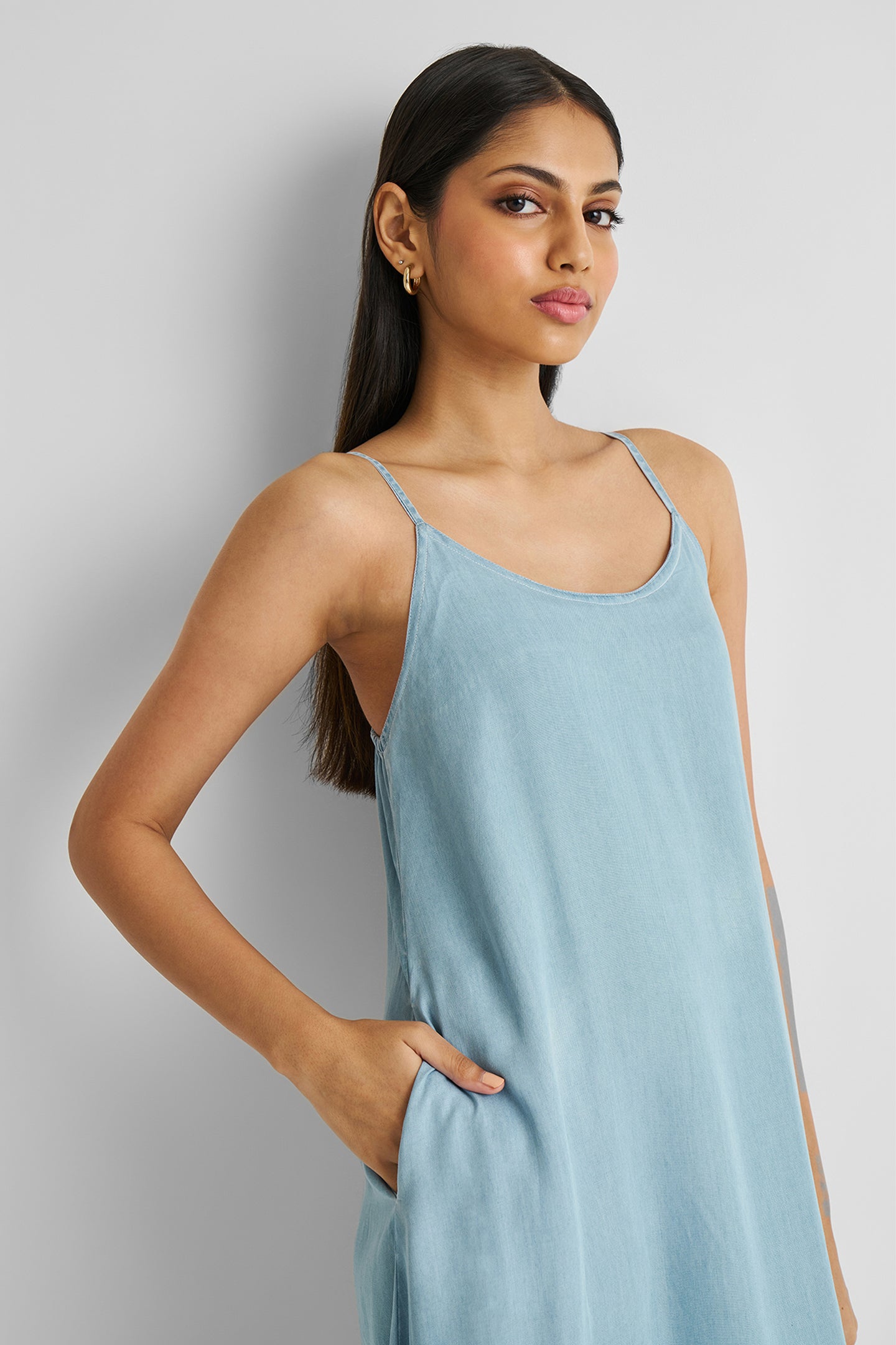 Maxivestido Fluido de Mezclilla Azul