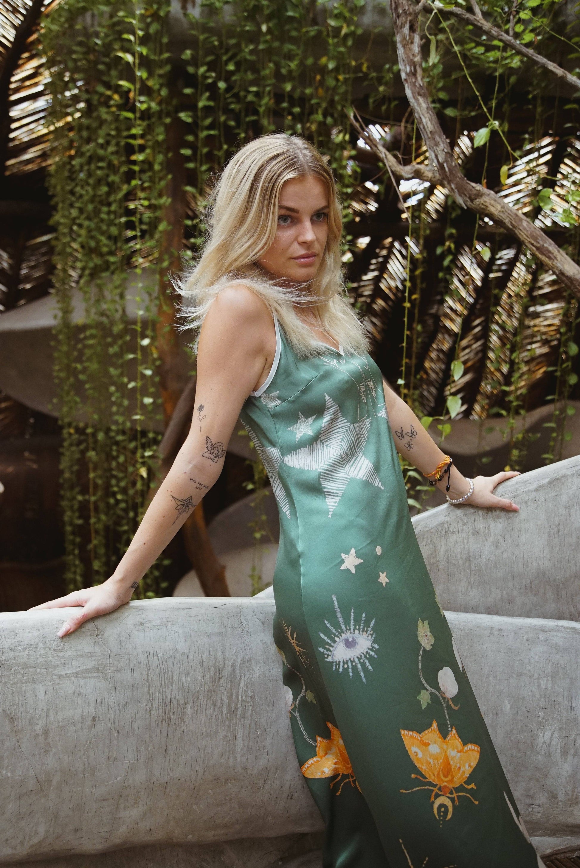inc silk dress Holding Court Inc Andromeda Silk Dress in Jungle Altar