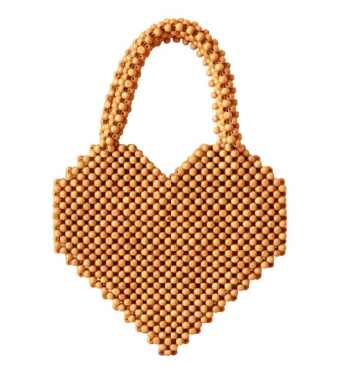 Bolso de mano con cuentas de madera Hati Heart