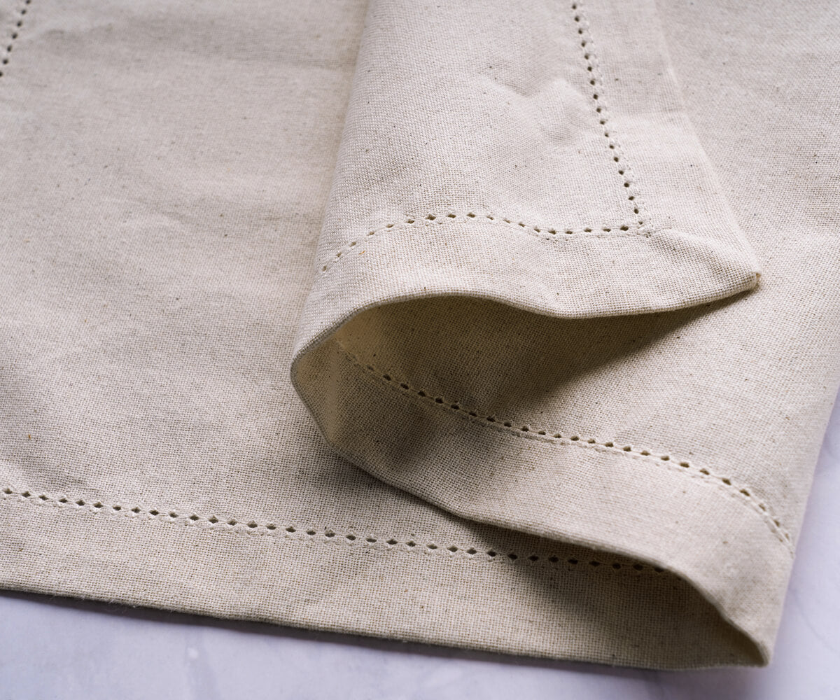 Natural Hemstitch Napkins - Cocktail Napkins 12 inch