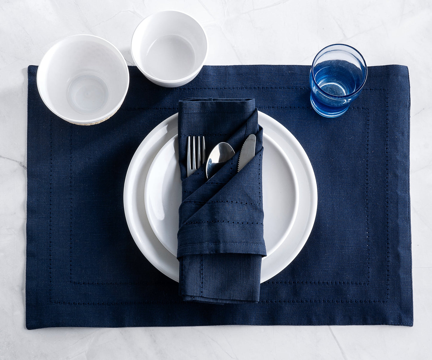 Navy Blue Double Hemstitch Napkins