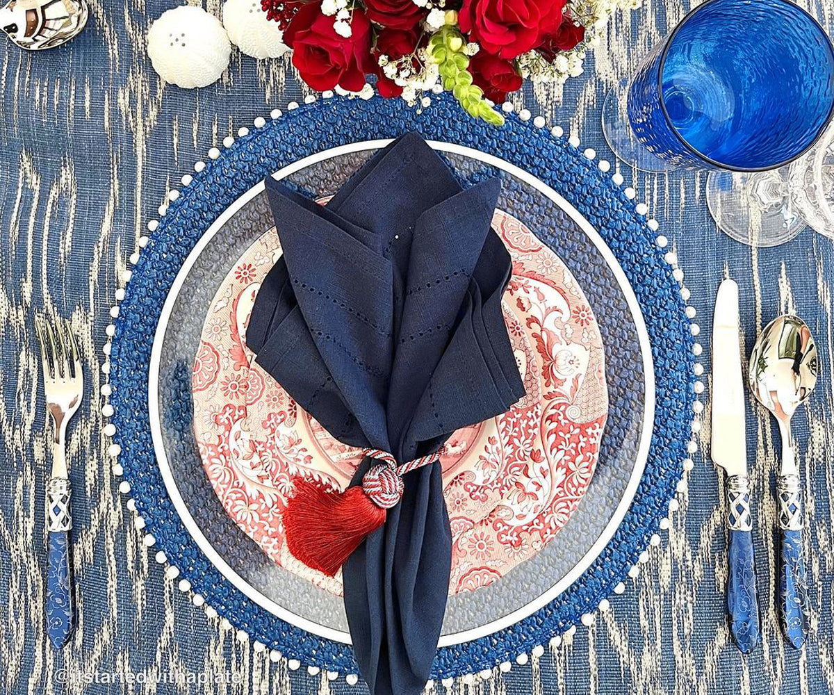 Navy Blue Double Hemstitch Napkins