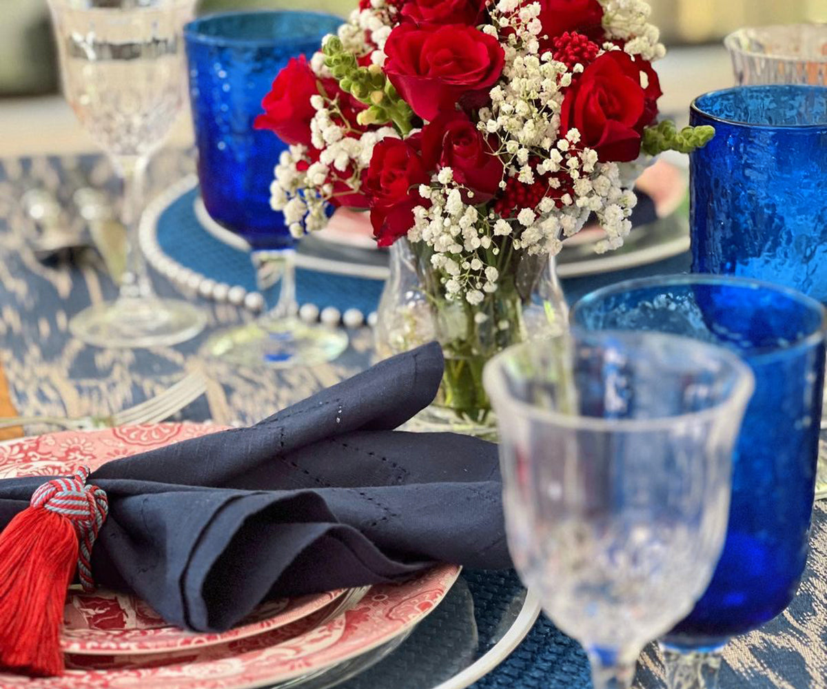 Navy Blue Double Hemstitch Napkins